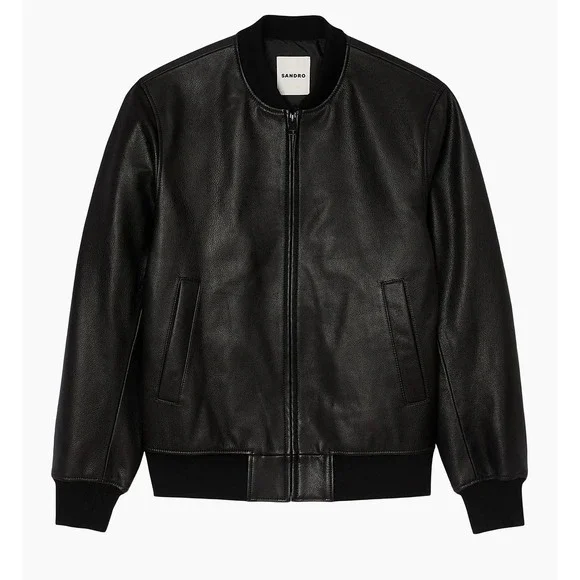 Sandro Paris Monaco Black Leather Jacket Rare brand NWT Size Small. Mens